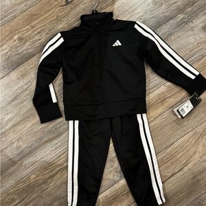 adidas Black and White Kids Track Jacket & Pants Set